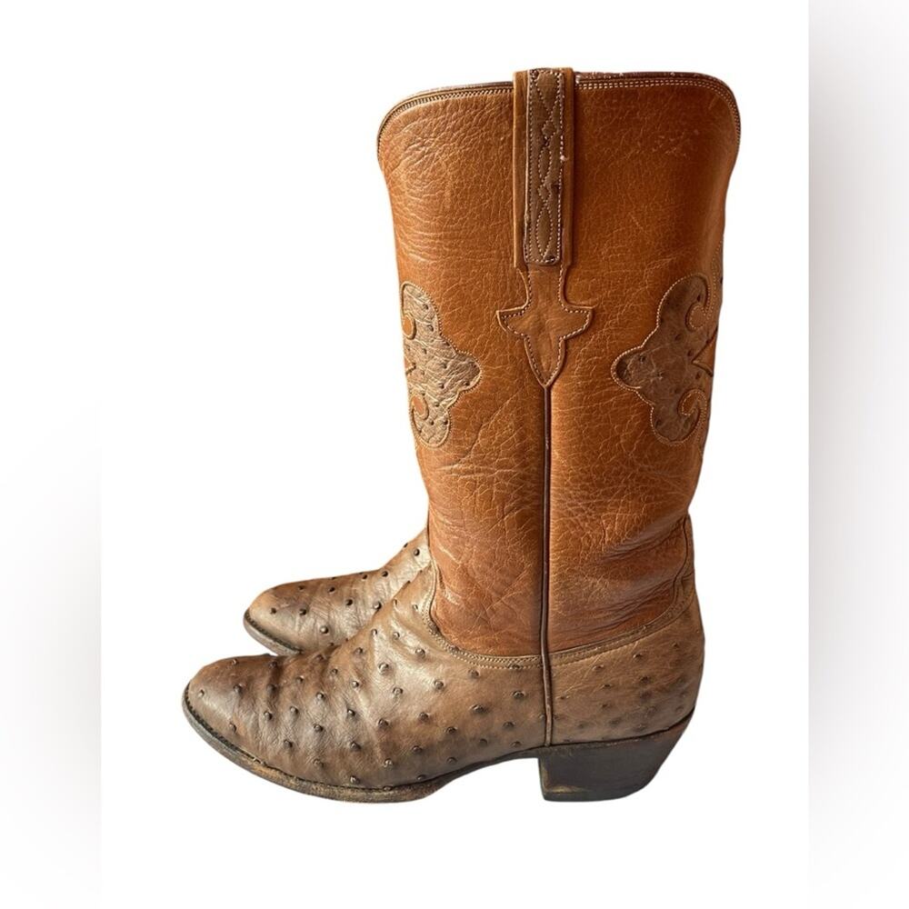 Lucchese Exotic Ostrich 8.5 D Western Cowboy Boots Rodeo